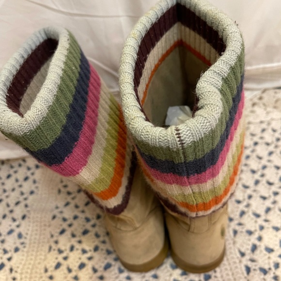 COACH Tatum Suede Rainbow Striped Leather Boots - Picture 4 of 10